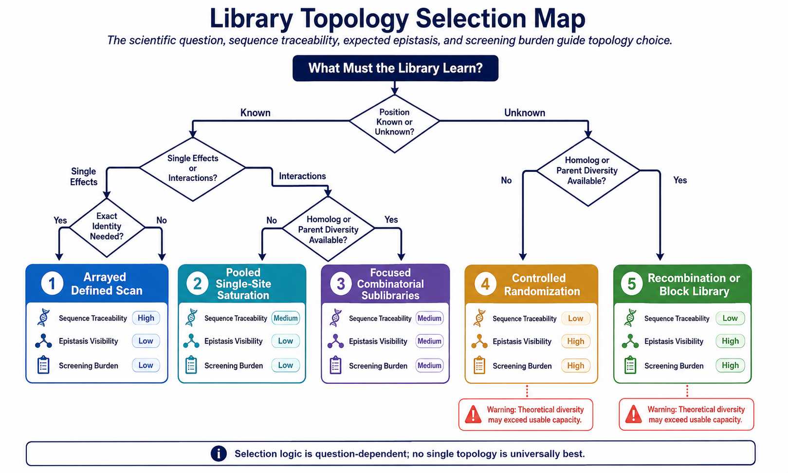 Diagnostic enzyme mutation library topology selection map comparing arrayed scanning site saturation combinatorial randomization and recombination