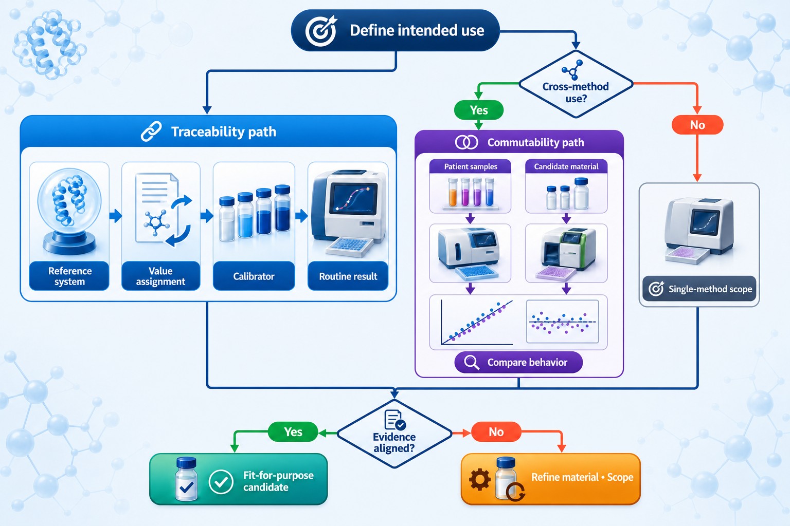 Traceability and commutability decision path